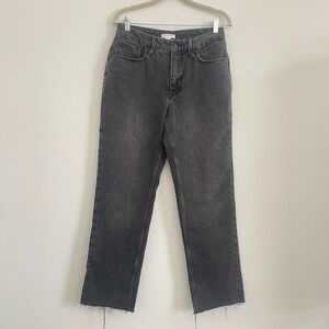 Good American Jeans Women 6 28 Gray Good '90s Icon Straight Leg Fray Hem Classic